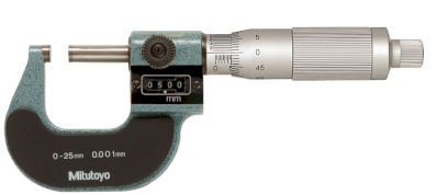 193-111: Analogový třmenový mikrometr s čítačem MITUTOYO 0-25/0,001mm