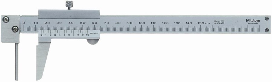 536-161: Analogové posuvné měřítko s Noniem MITUTOYO 0-150/0,05mm pro měření tlouštěk stěn trubek