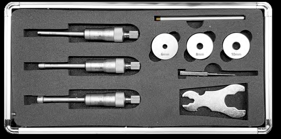 106136-ht_244-20 Sada 3-bodových dutinoměrů 6-12/0,001 mm včetně nastavovacích kroužků a prodloužení (HT-244-20)