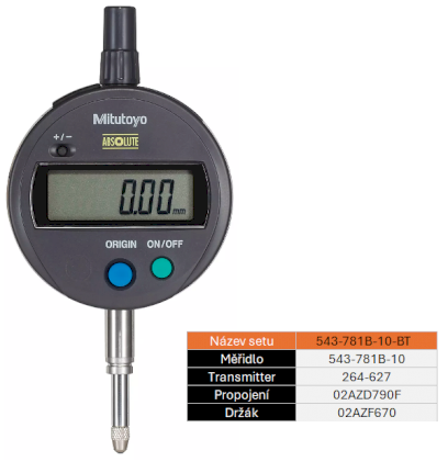 SET BT Digitální úchylkoměr ID-S 12,7/0,01mm IP42 MITUTOYO (543-781B-10-BT)
