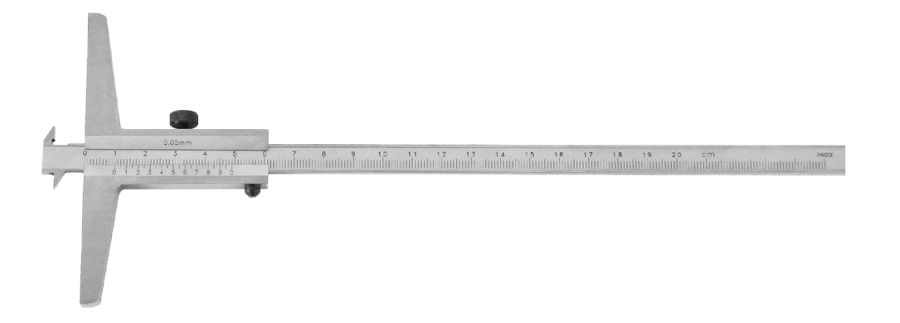 Analogový hloubkoměr HITEC s dvojitým nosem 200/0,02 mm (120-431)