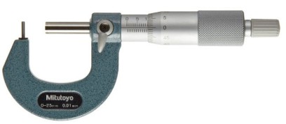 115-302: Třmenový mikrometr s kulovým nebo válcovým pevným dotekem
MITUTOYO 0-25/0,01mm