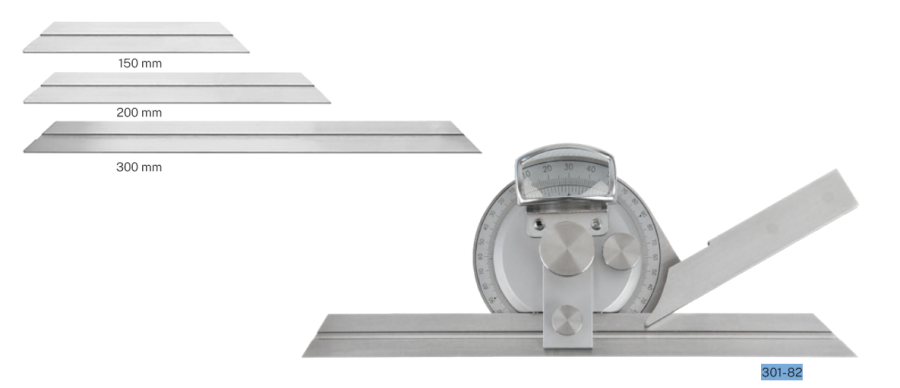 110990-ht_301-82 Přesný univerzální úhloměr HITEC nerez, s jemným nastavením ramena 150 / 200 / 300 mm (301-82)