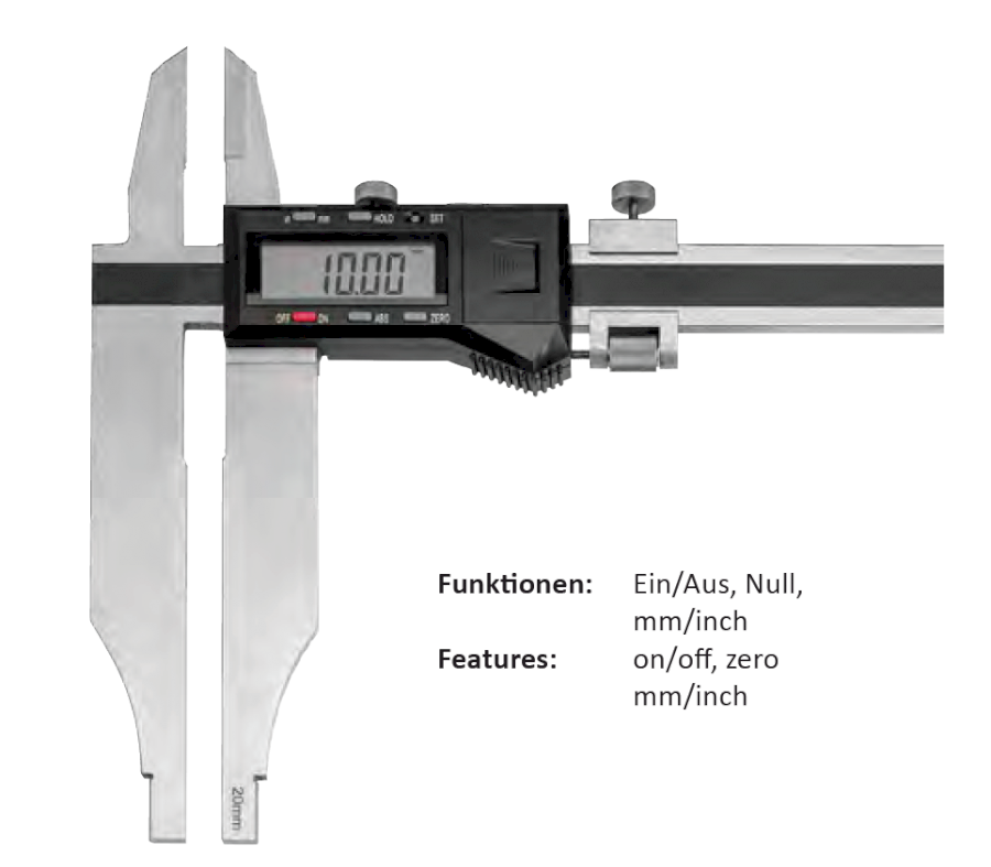 105903-ht_100-5 Digitální posuvné měřítko s nožovými doteky a jemným nastavením 300/0,01 mm/inch (HT-100-57)