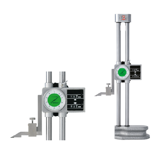 111869-ht_540-20 Analogový výškoměr HITEC s dvojitým počítadlem a číselníkovým úchylkoměrem rozsah měření 0 - 600/0,01 mm (540-22)